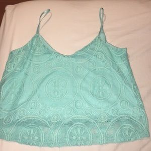 light blue crop top